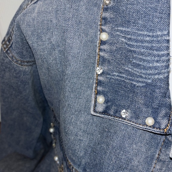 Ci Sono Wear What U 🩶💙luxury diamond stud denim jacket Sz XL - Picture 13 of 15